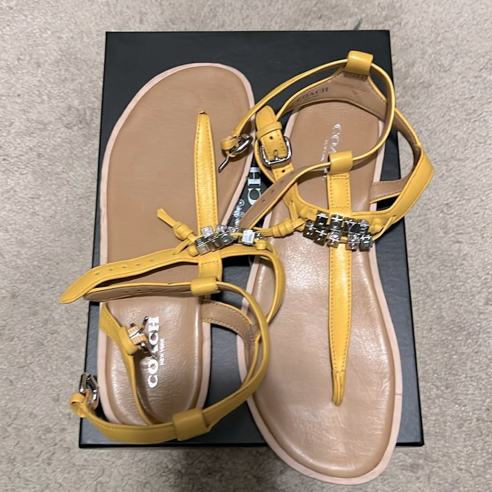 Becky Semi Matte Calf. COACH sandals. Size 6.5M